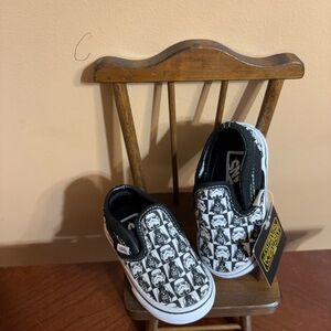 Kids Black & White Star Wars Slip-On Sneakers
